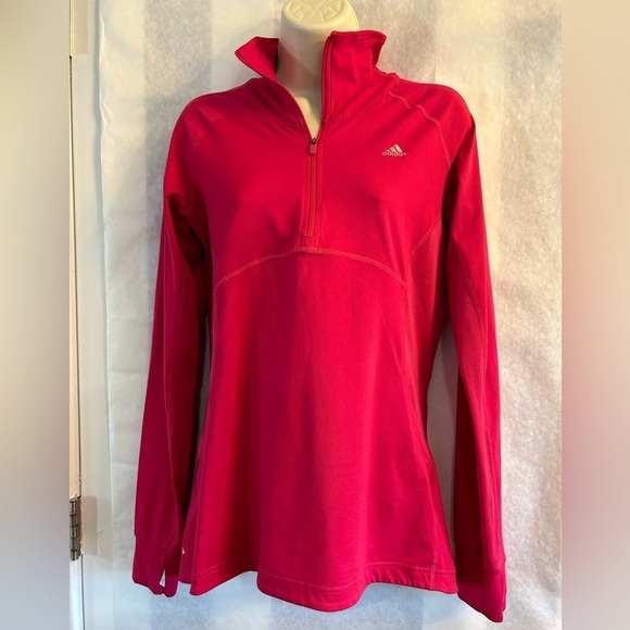 Adidas Climate women’s pullover active wear qtr zip long sleeve top Sz-M. Y13 - Picture 7 of 10
